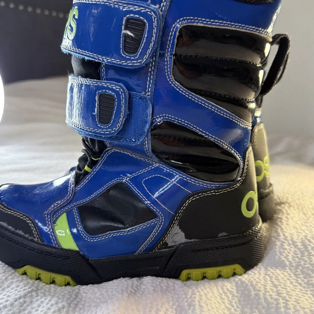 Osiris Unisex Kids Snowboard Boots Hook & Loop Blue/Black/Green Size 4